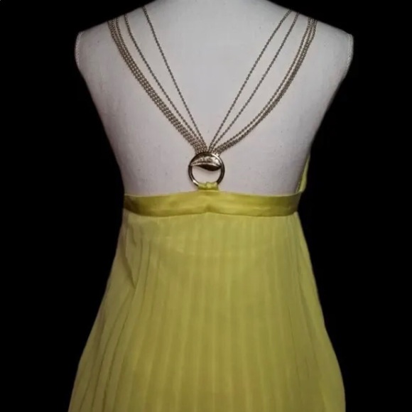 ❤️ROBERTO CAVALLI VINTAGE CHARTREUSE YELLOW PLEATED HALTER TOP 40 ITALIAN W/TAGS - Picture 3 of 10